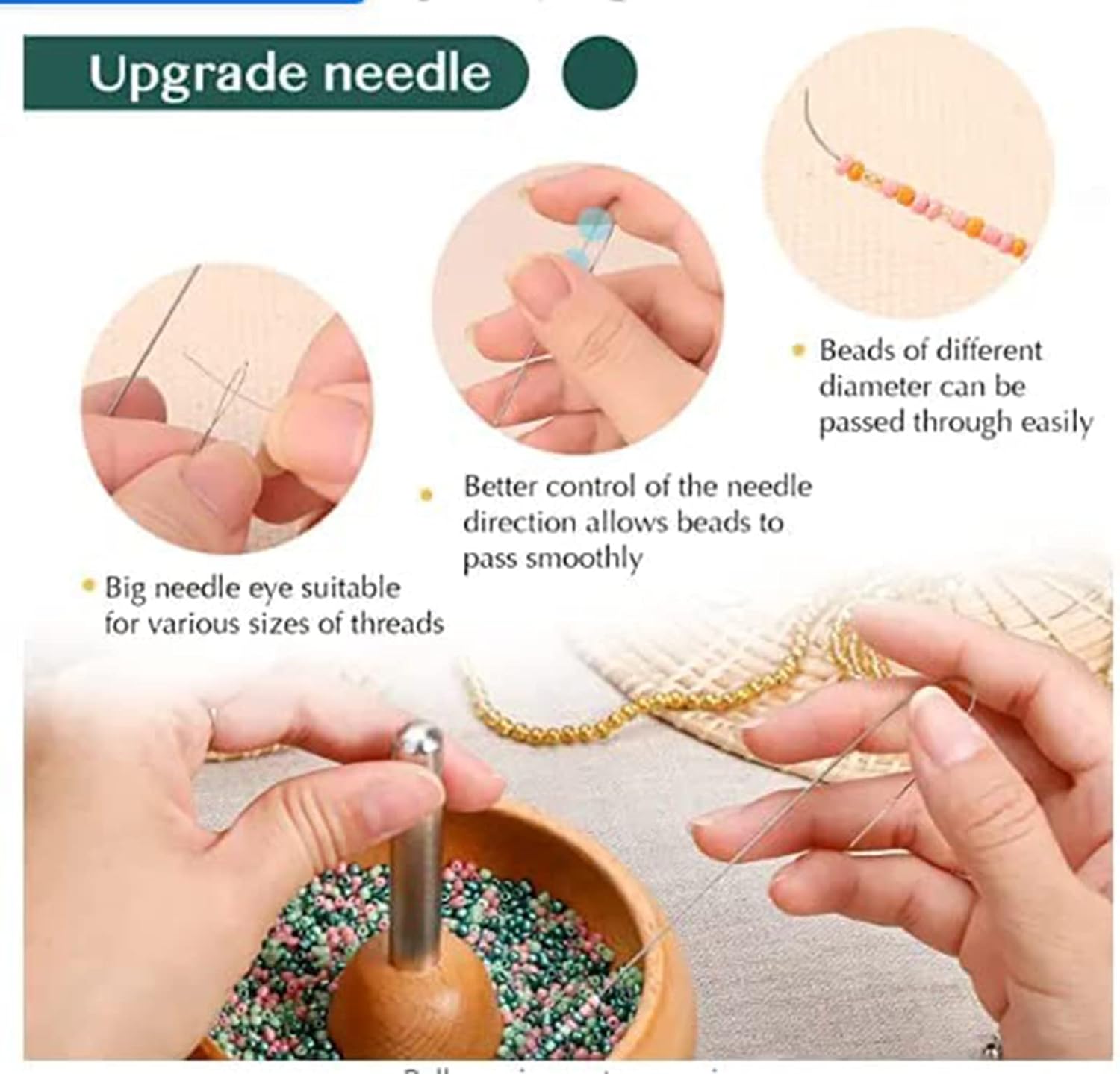 Wooden Bead Spinner with Spin Beading Bowl and Beading Needle Jewelry Crafting Tool for Craft Stringing Beads Easy Use Wood+Acrylic