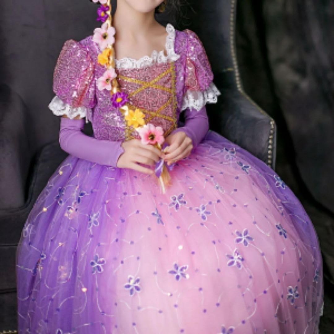 Rapunzel Dress Up per ragazze, costumi da Rapunzel, travestimento, vestito da festa, cosplay, compleanno, Halloween, Natale, Rapunzel 4-5 anni