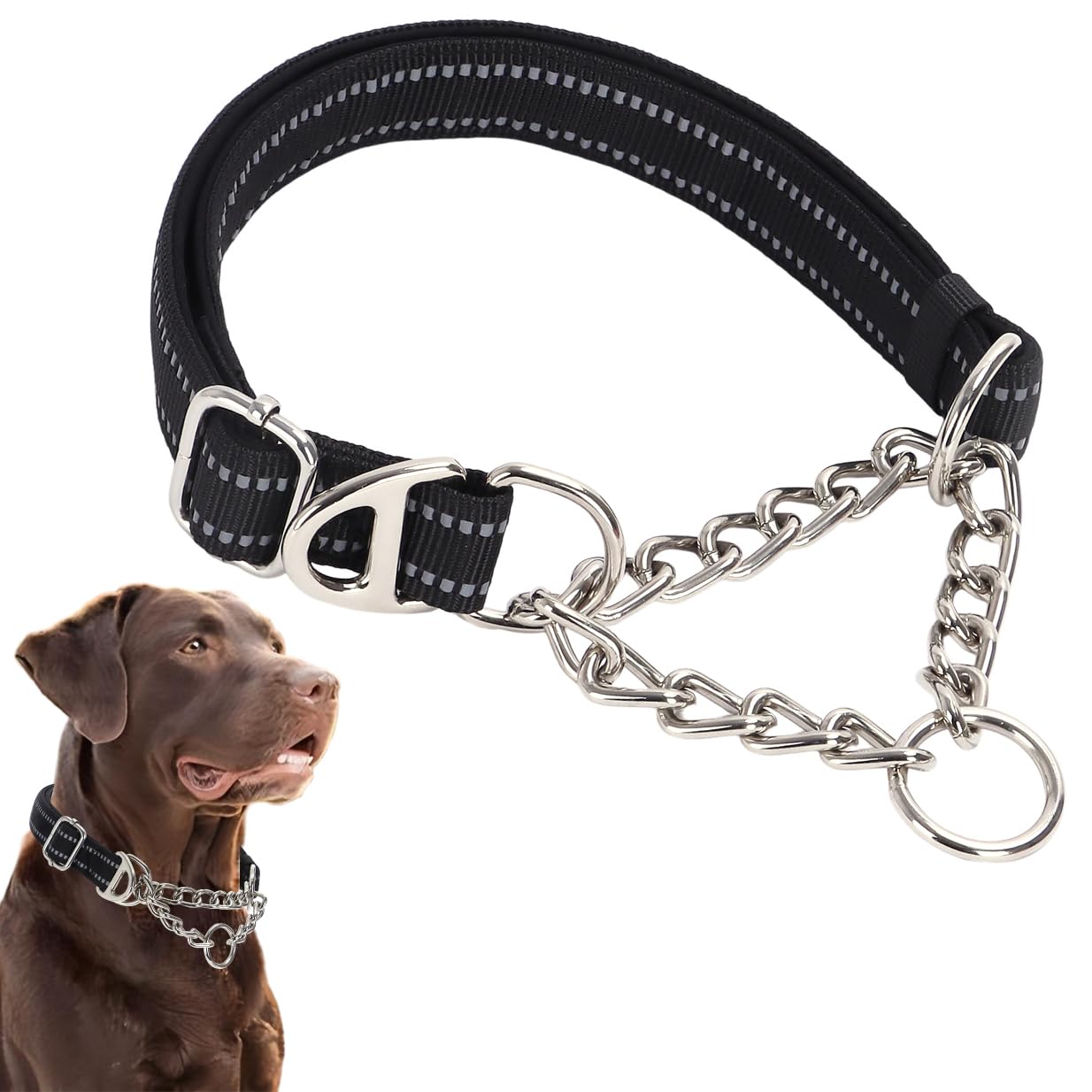 Martingale Collar for Dogs Reflective Nylon Dog Chain Collars Adjustable Heavy Duty Martingale Collar for Training Medium Large Breed Dogs