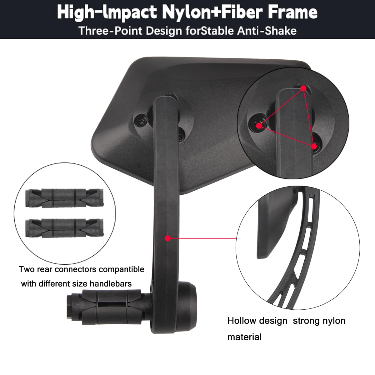 1 Pair Bike Mirror Handlebar end Mount Bicycle Mirrors E-Bike Mirrors, HD Glass Convex Mirror, Rotatable And Adjustable Wide Angle Rear View Shockproof Mirrors,Safe Cycling Bike Accessories.