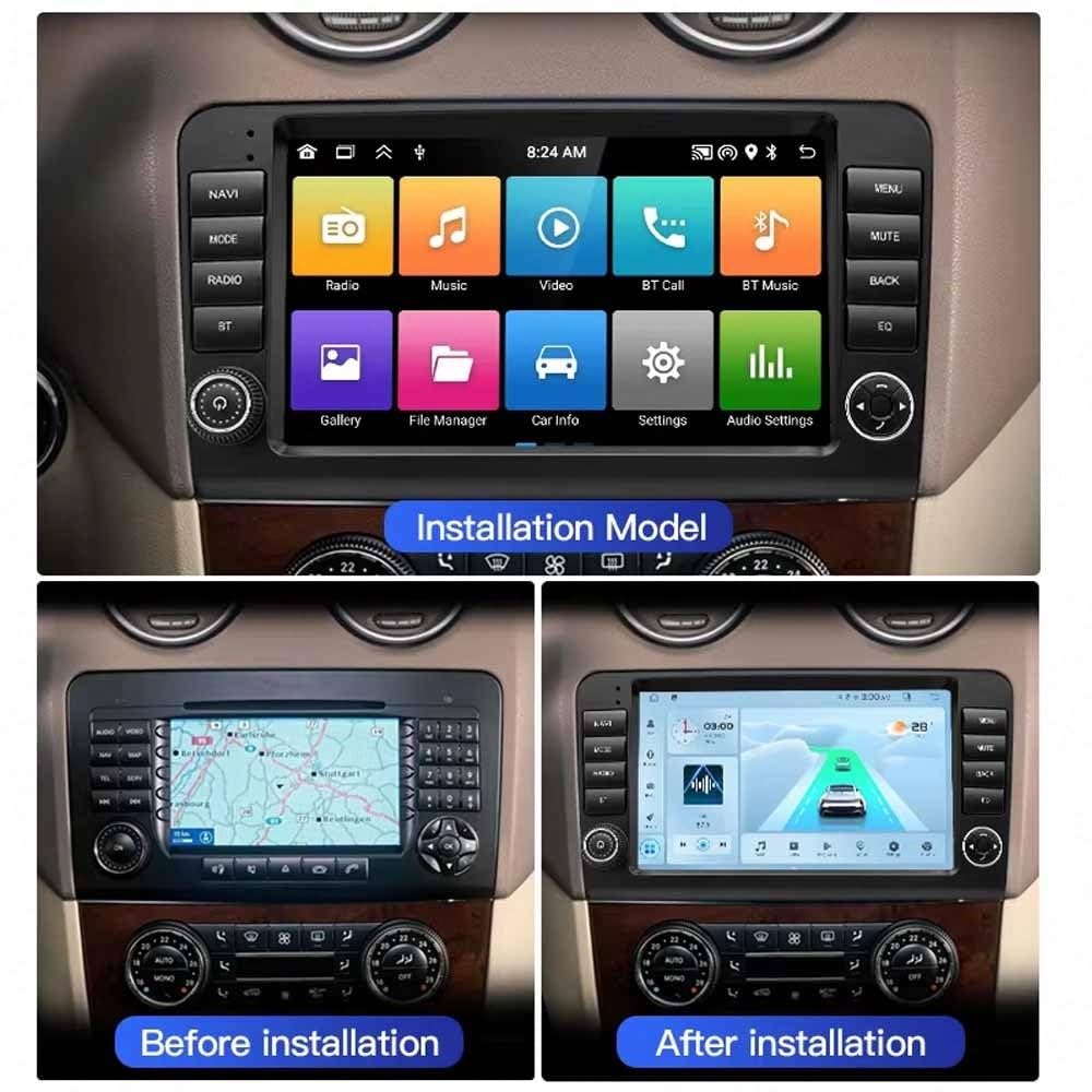 Ekran Z Bezprzewodowym Car Play dla Mercedes Benz ML450 ML500 GL GL450 GL500 W146 Bezprzewodowe Carplay I Android Auto, Radio Z Ekranem Dotykowym Ips, Nawigacja Gps Kamera, 4 Rdzeń 1G+16G