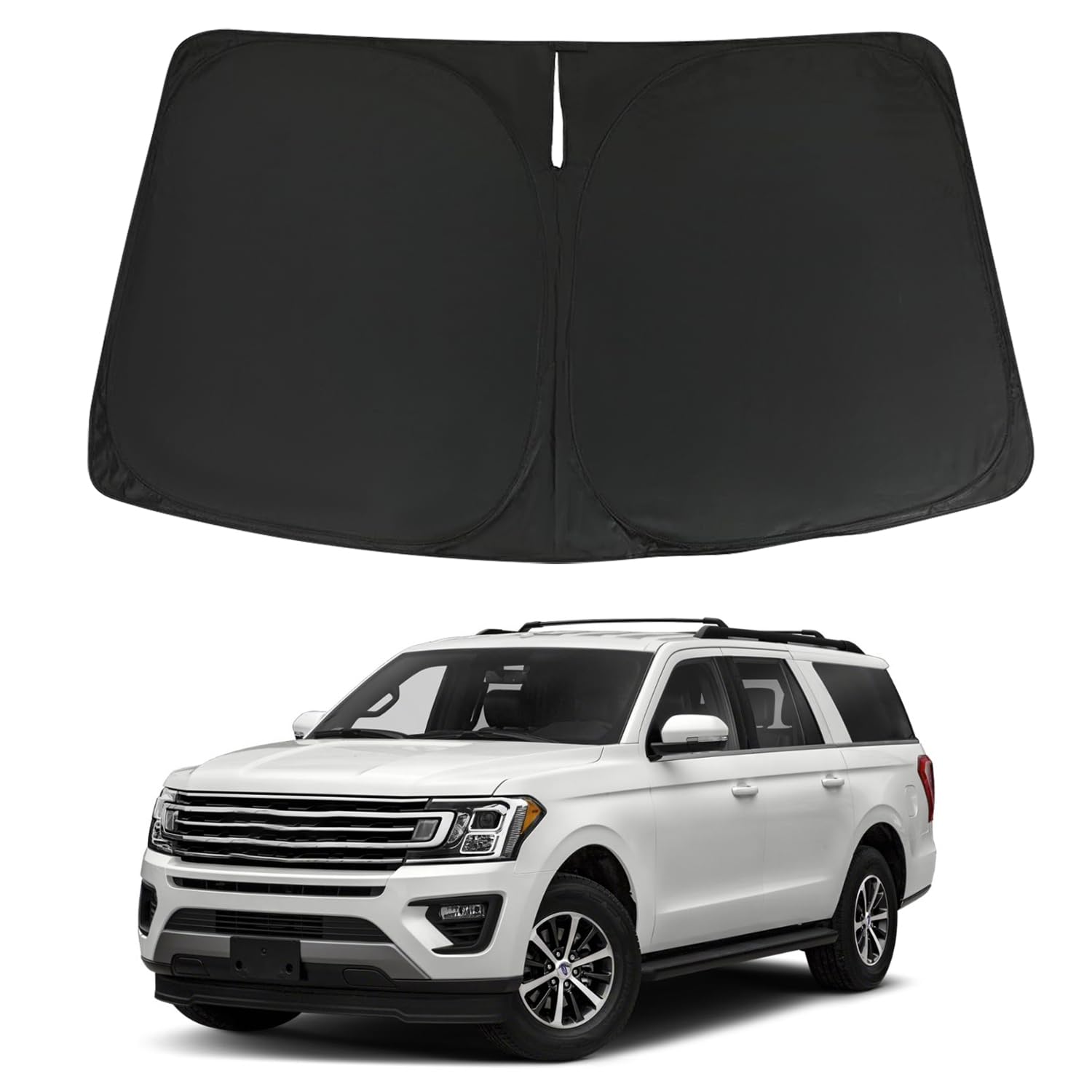 Windshield Sun Shade for 2018-2024 Fo-rd Expedition Accessories, Foldable Window Sunshade Sun Visor Protector, Front Windshield Sunshade Sun Shield Blocks UV Rays Heat