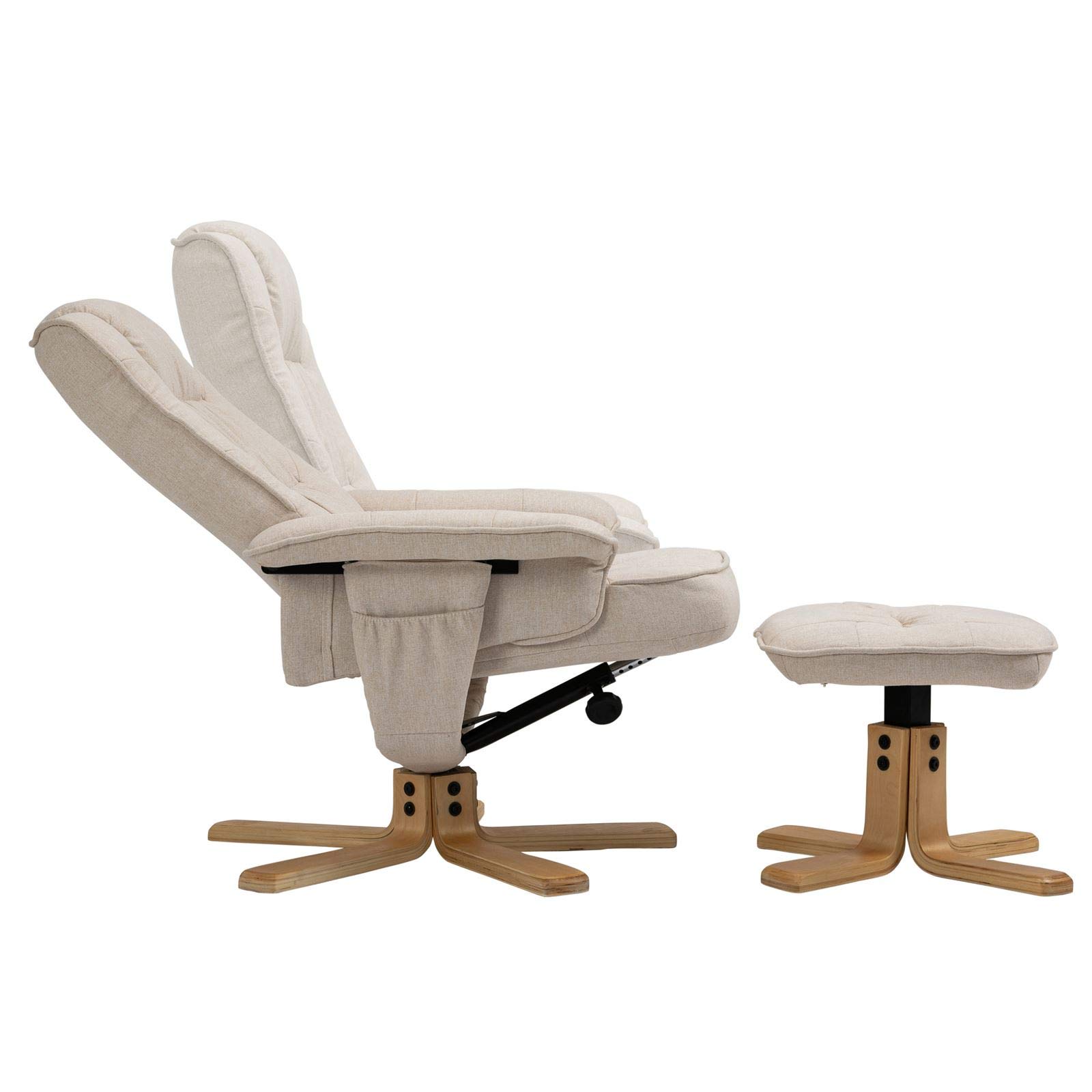 IDIMEX Relaxsessel Charly mit Hocker drehbar neigungsverstellbar beige [Max. Belastbarkeit 100 kg] für Wohnzimmer, TV-Sessel Fernsehsessel mit Liegefunktion Polstersessel und Hocker