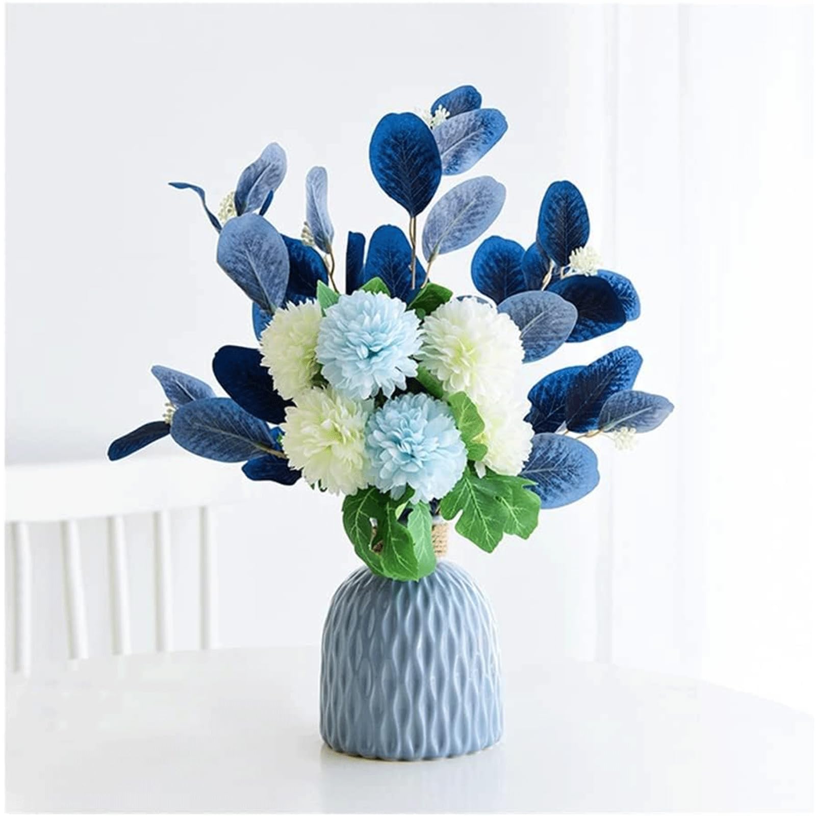 XDLEDMKIZ High-Grade Fake Flowers Artificial Flowers with Ceramics Vase Fake Hydrangea Bouquets Centerpiece Festival Decoration