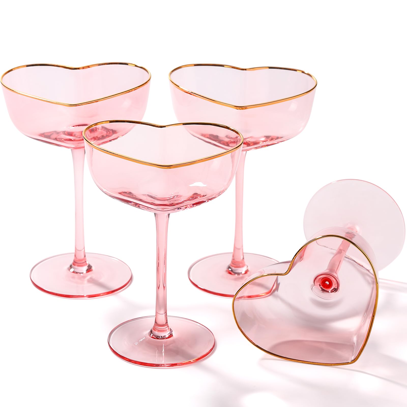 Amazon.com | TrophyToast Pink Coupe Glasses Set of 4, Heart