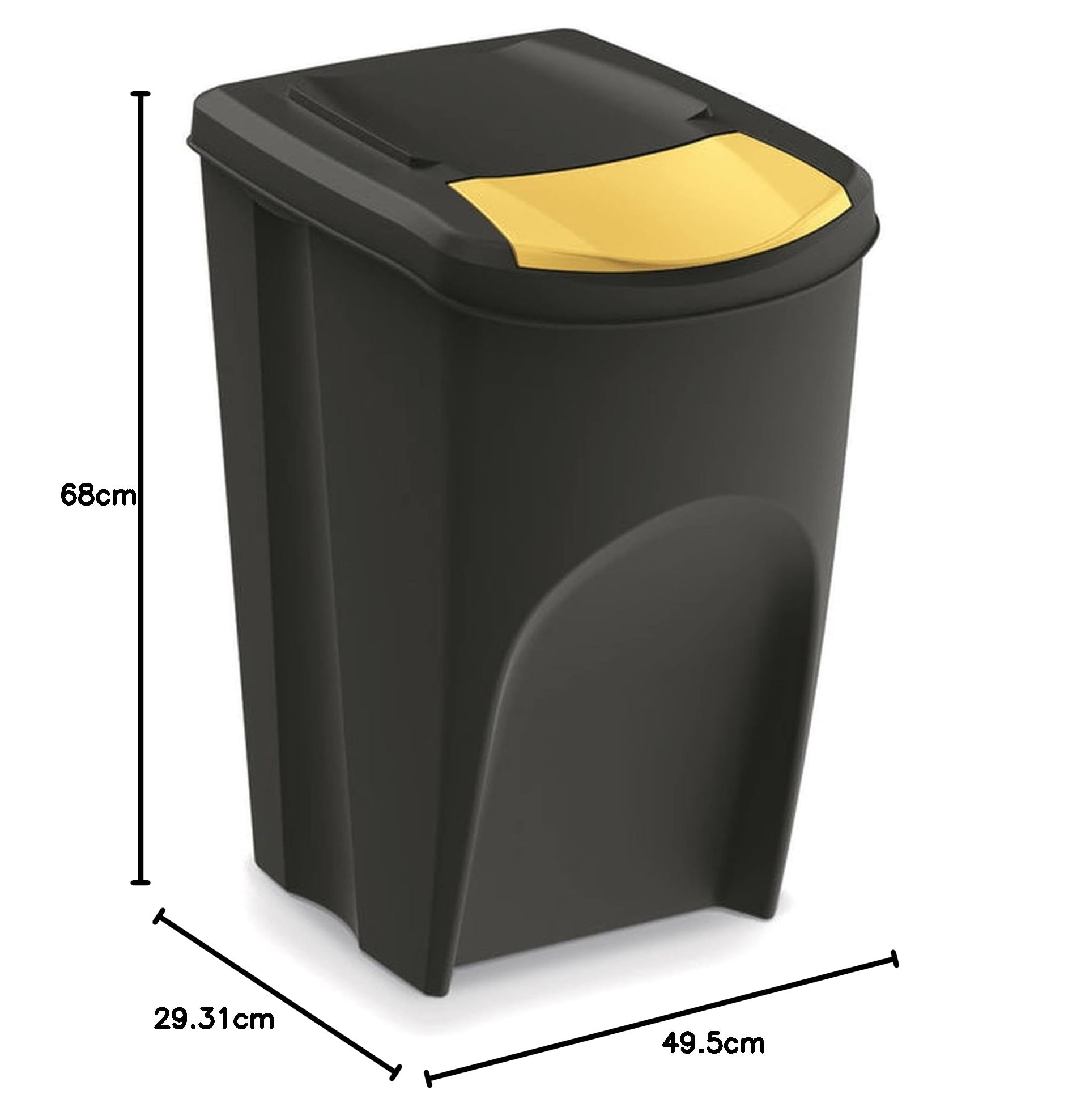 WELL HOME MOBILIARIO & DECORACIÓN Mülltonnen-Set, 100% recycelter Kunststoff, Schwarz, 4 x 35 l, 4 Stück
