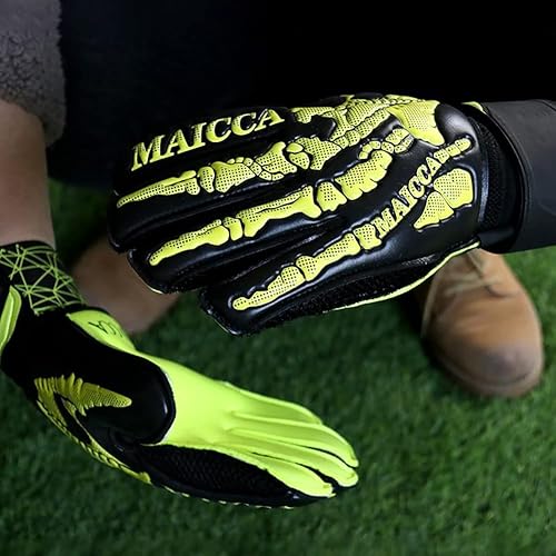 Miniatura 5 de Guantes de portero de fútbol para jóvenes adultos, talla 7-10, guantes de portería de fútbol con protección de dedos, palma de látex y pulsera de