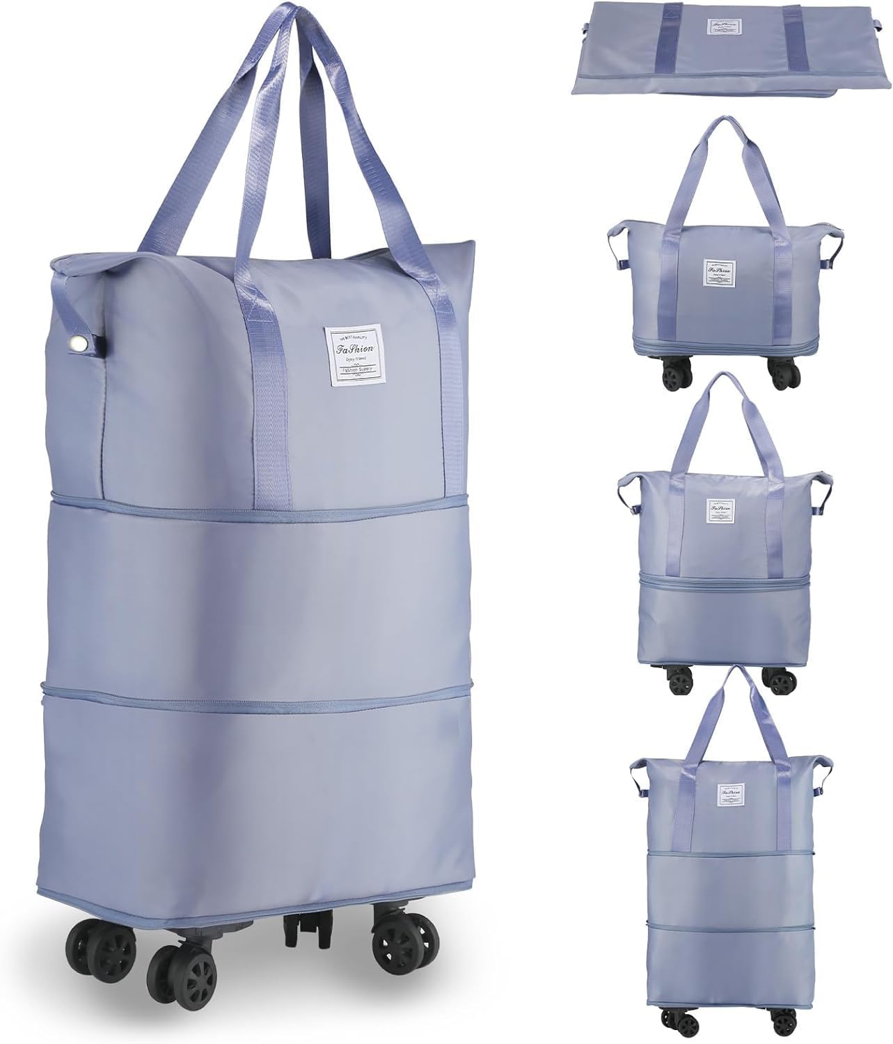 Shasvi Foldable Travel Bag Expandable,Rolling Duffle Bag with Wheels,Weekender Travel Bag with Detachable Rolling Wheels for Women and Men,Travel Tote Duffel Bag (Blue) Shasvi Foldable Travel Bag Expandable,Rolling Duffle Bag with Wheels,Weekender Travel Bag with Detachable Rolling Wheels for Women and Men,Travel Tote Duffel Bag (Blue)