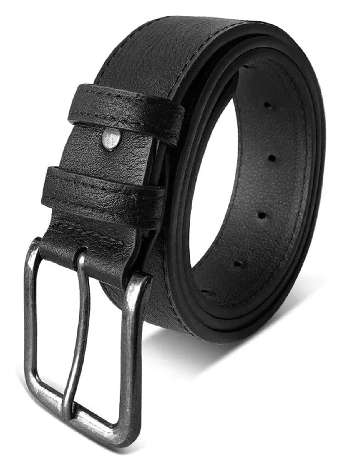 Cinturón clásico de piel sintética for hombre, con hebilla de metal ajustable, for vaqueros, negocios y uso informal.