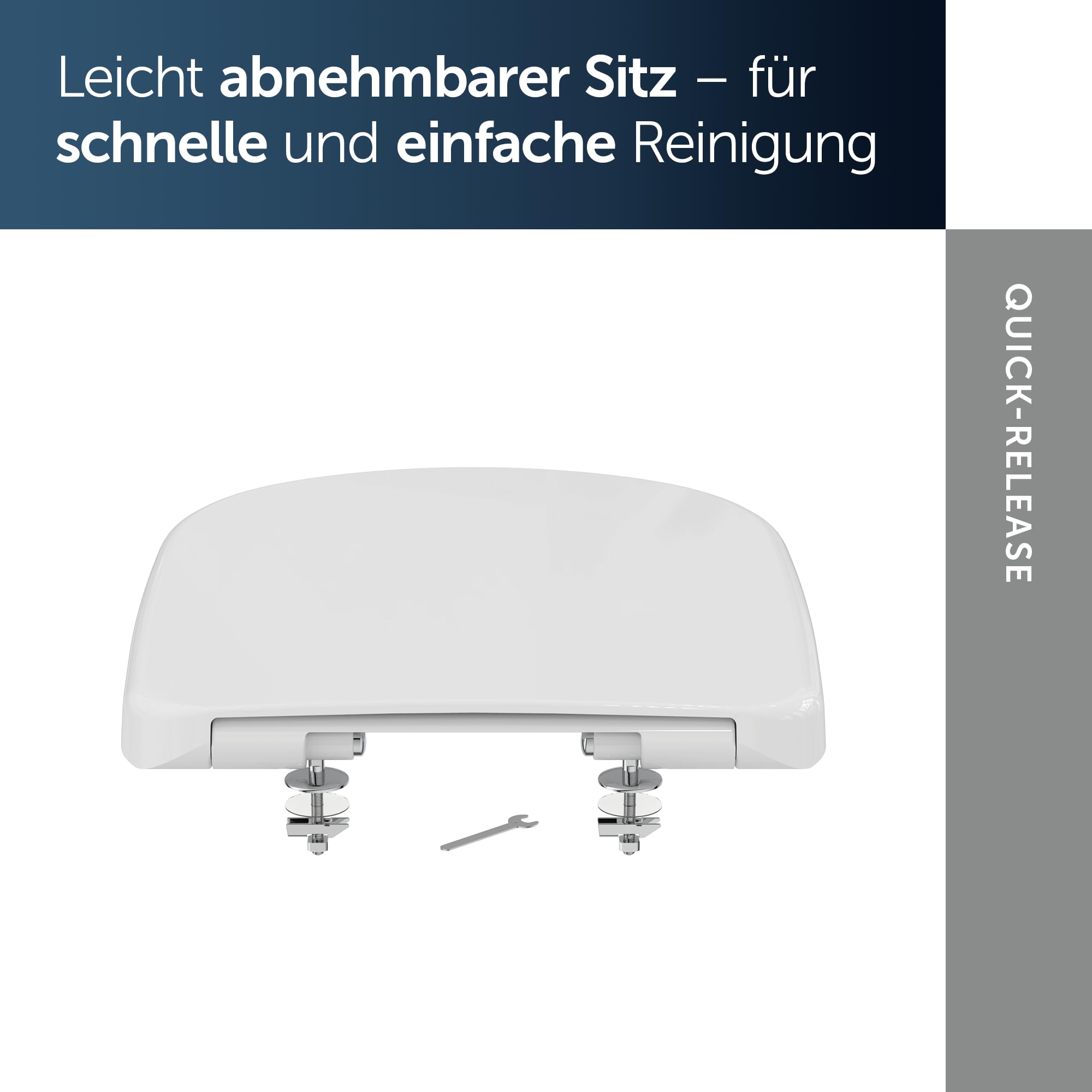Ideal Standard Eurovit WC-Sitz mit Softclose, Wrapover – Weiß (Alpin) | Abnehmbarer WC-Sitz mit Absenkautomatik (Softclose) und robusten Edelstahl-Scharniere, T679301