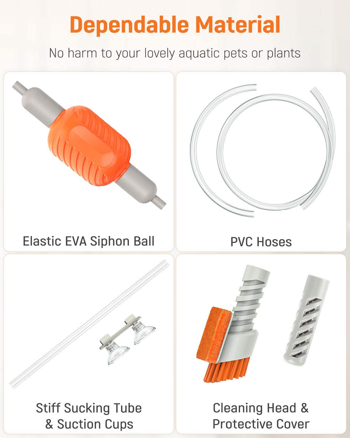 Pawfly Kit Pulitore Acquario, Sifone per Cambio Acqua con Tubo Lungo e Spazzola, Aspirapolvere Manuale per Ghiaia, Lavasabbia per Acquari da 38L Pawfly Kit Pulitore Acquario, Sifone per Cambio Acqua con Tubo Lungo e Spazzola, Aspirapolvere Manuale per Ghiaia, Lavasabbia per Acquari da 38L