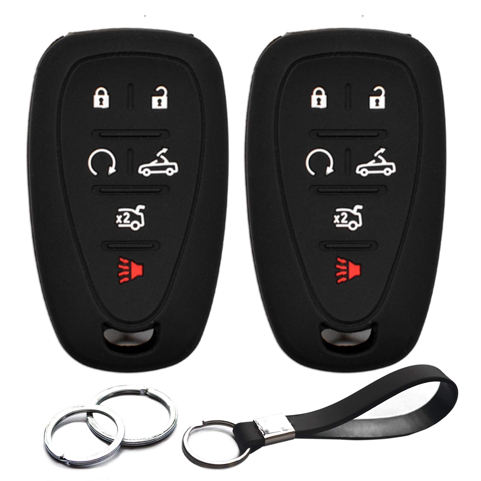 2pcs Compatible with Chevrolet Chevy Camaro Key Fob Cover Case Key Chain Protector Keyless Entry Remote Holder, Smart 6 Buttons with Folding Top