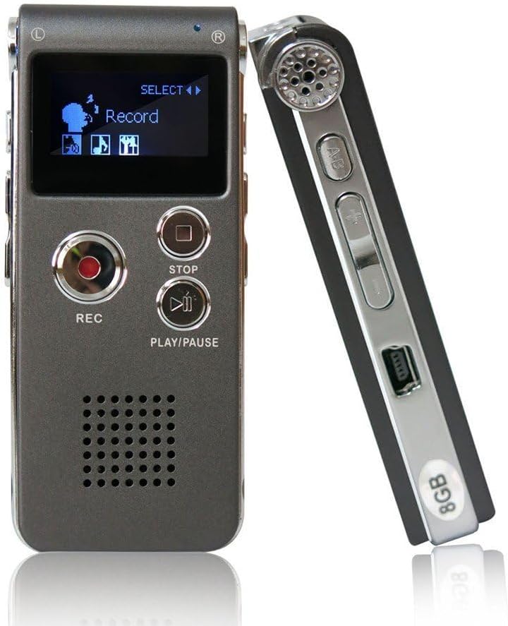 Garvee Digital Voice Recorder 8GB - Portable Voice Recorder with LCD Display - MP3 Player & Built-in Microphone - Perfect for Lectures, Meetings & Interviews - USB - Silver 8GB