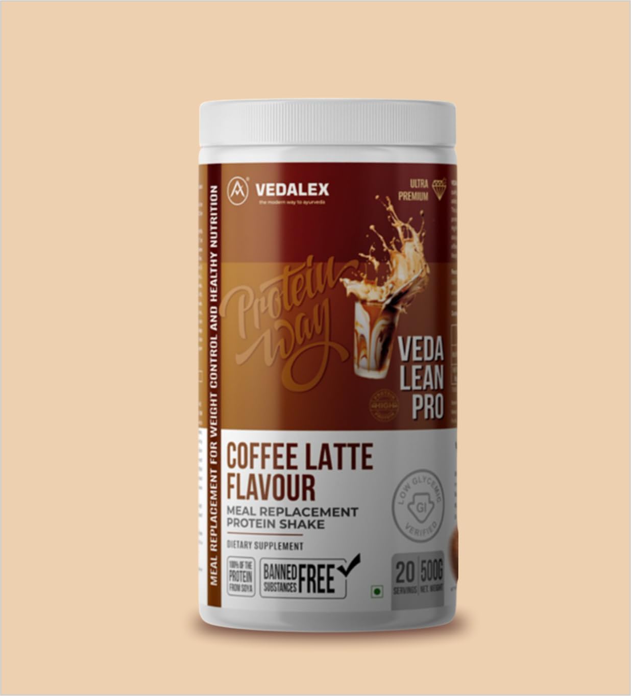 500g 20 Servings | To Lose Weight | Veda Lean Pro Protein Way – Coffee Latte Flavour | Meal Replacement Protein Shake | Low GI | High Soy Protein | Ultra Premium | Weight Control & Daily Nutrition-picture-12