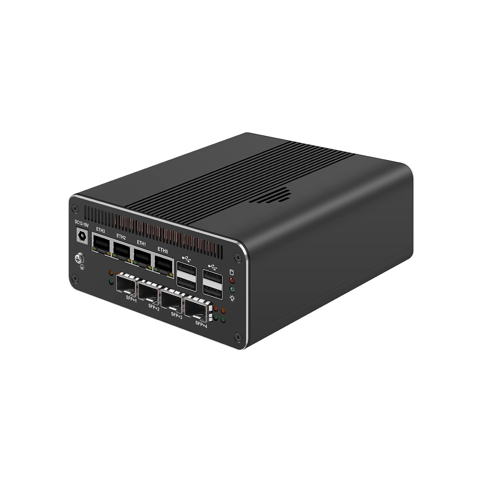 Micro Firewall Appliance 10GbE, Mini PC, PFSense, Mikrotik, OPNsense, VPN, Router PC, Ultra 7 Processor 155H, RJ69, 4 x 2.5GbE LAN, 4 x SFP+ X710, Type-C, 16G RAM, 512G SSD