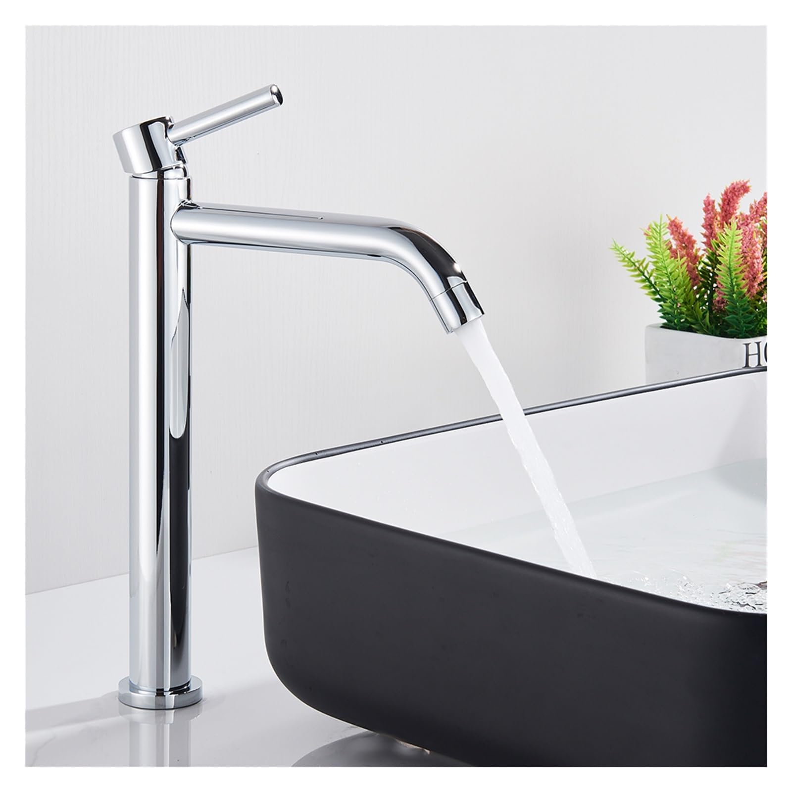 Robinet mitigeur de lavabo chromé eau chaude et froide pour salle de bain