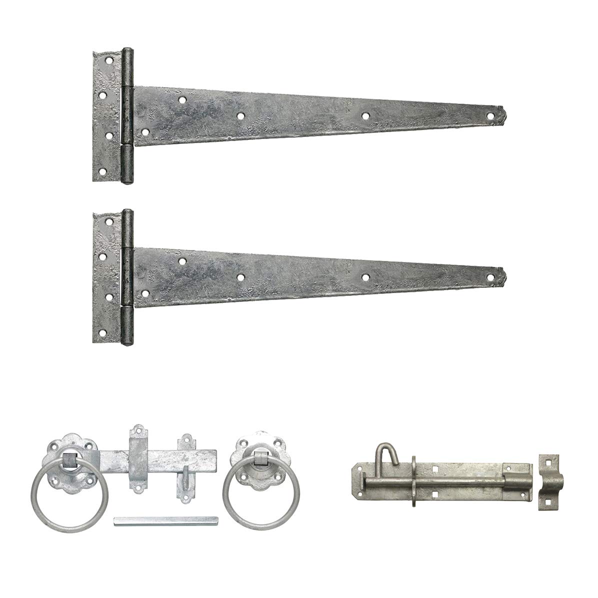 A. Perry GPB121-0450GV 450mm 18" Gate Hinge with 150mm 6" Latch and Bolt Set, Galvanised