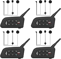Vista 1 de V4 Plus Motorcycle Bluetooth Helmet Intercom Headset, 4 Rides Group Communication System for Motorcycling Soccer Referees Skiing ATV/Off Road
