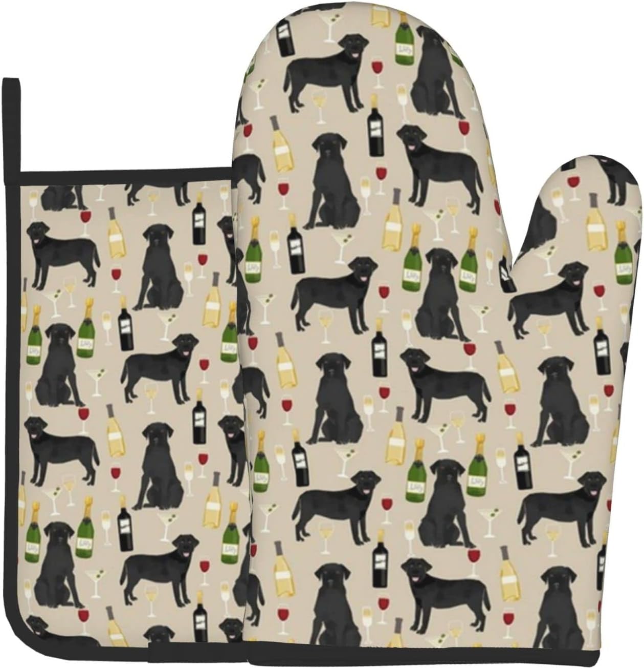 Ruauru Black Lab Wine Labrador Retriever Dog Tan Kitchen