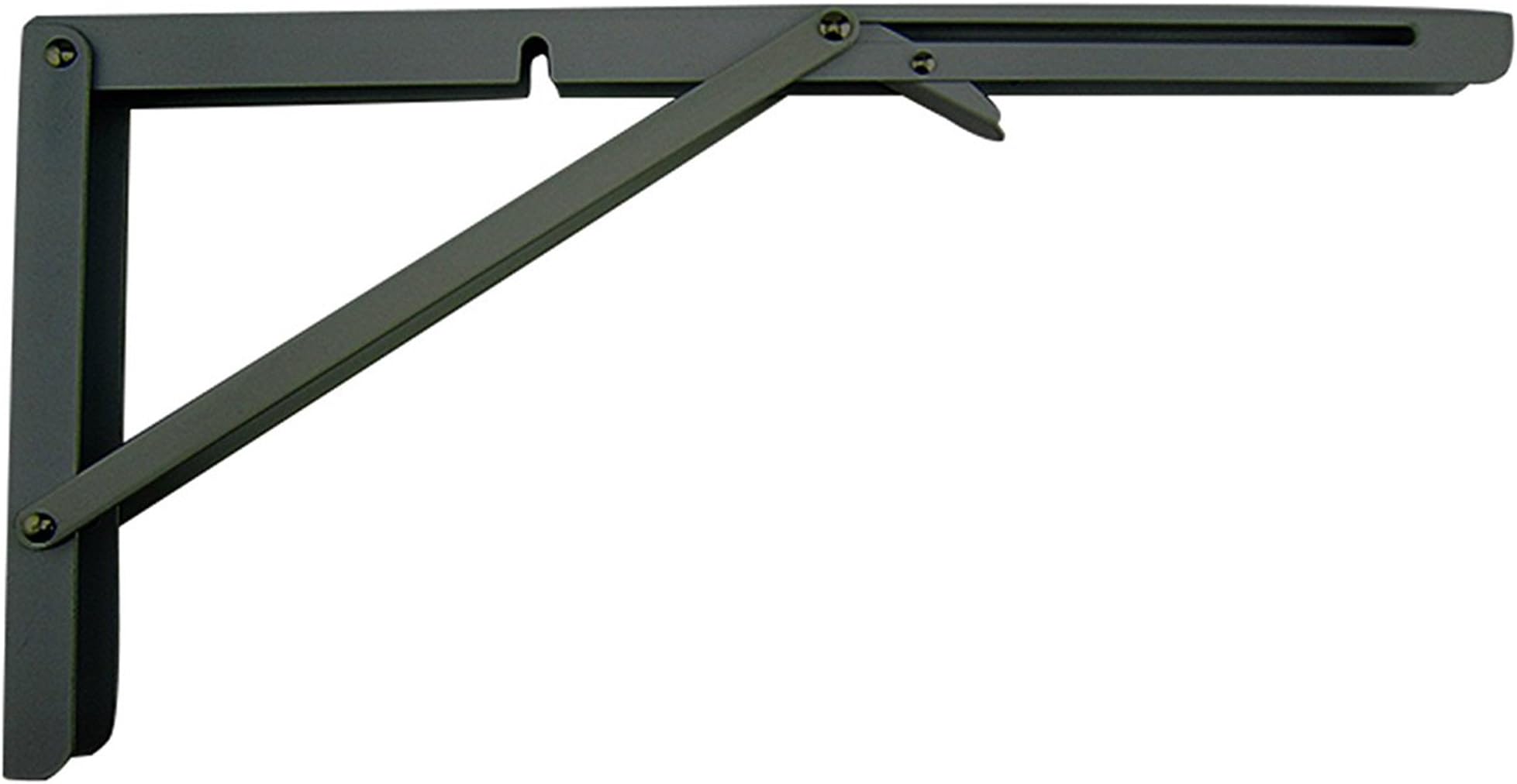 MechWares Folding Bracket for Shelves Tables Long Release Space Saving for Standing Desk Wall-Mounted Drop-Leaf in Kitchen | Laundry Room | Garage | Boat | RV -1 Pcs (16 inch, Black)