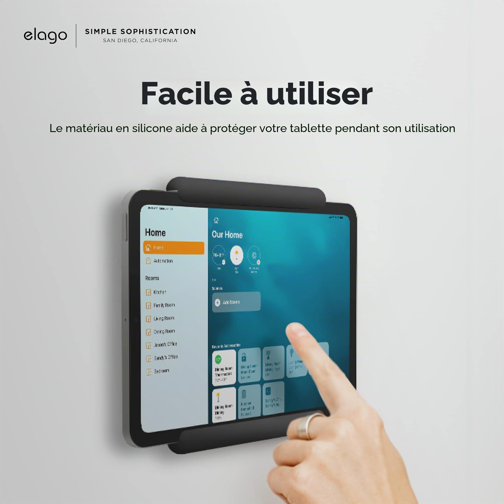 elago Support de Tablette Home Hub [Silicone Non-Toxique] [Gestion de Câble Incluse] [Installation Facile] Compatible avec iPad Air et iPad Pro - Noir