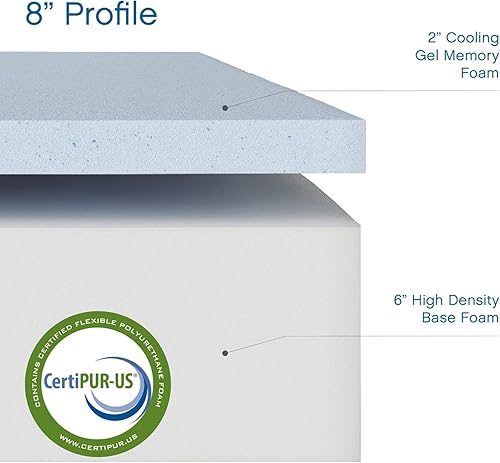 Miniatura 43 de Cool Gel - Colchón de espuma viscoelástica de 8 pulgadas tamaño California King de firmeza media, colchón de espuma viscoelástica tamaño King