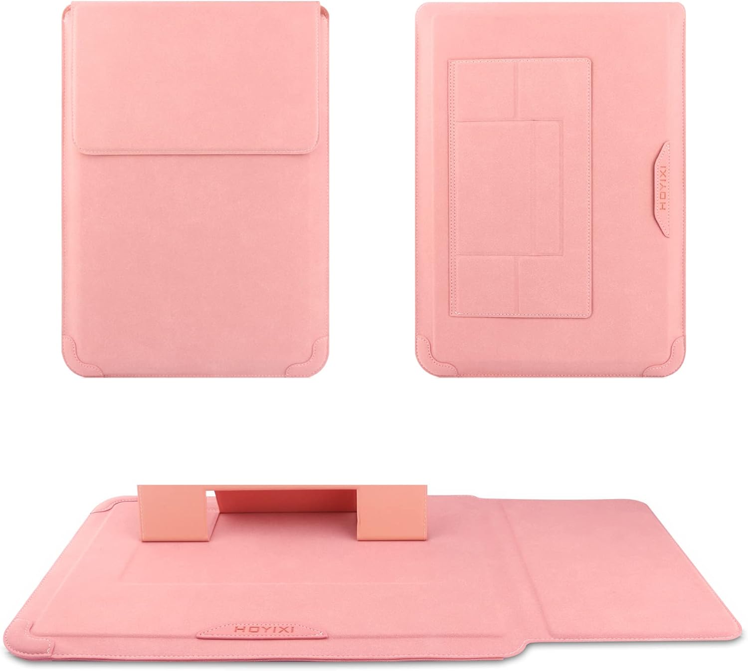 HoYiXi 15 16 Inch Laptop Sleeve Case Leather Bag for MacBook Pro 16 2021 & 2019/ASUS Vivobook 15/Huawei MateBook D15/HP 15.6" PC/MacBook Pro 15/Surface Laptop 3/Dell Inspiron 15/IdeaPad, Pink