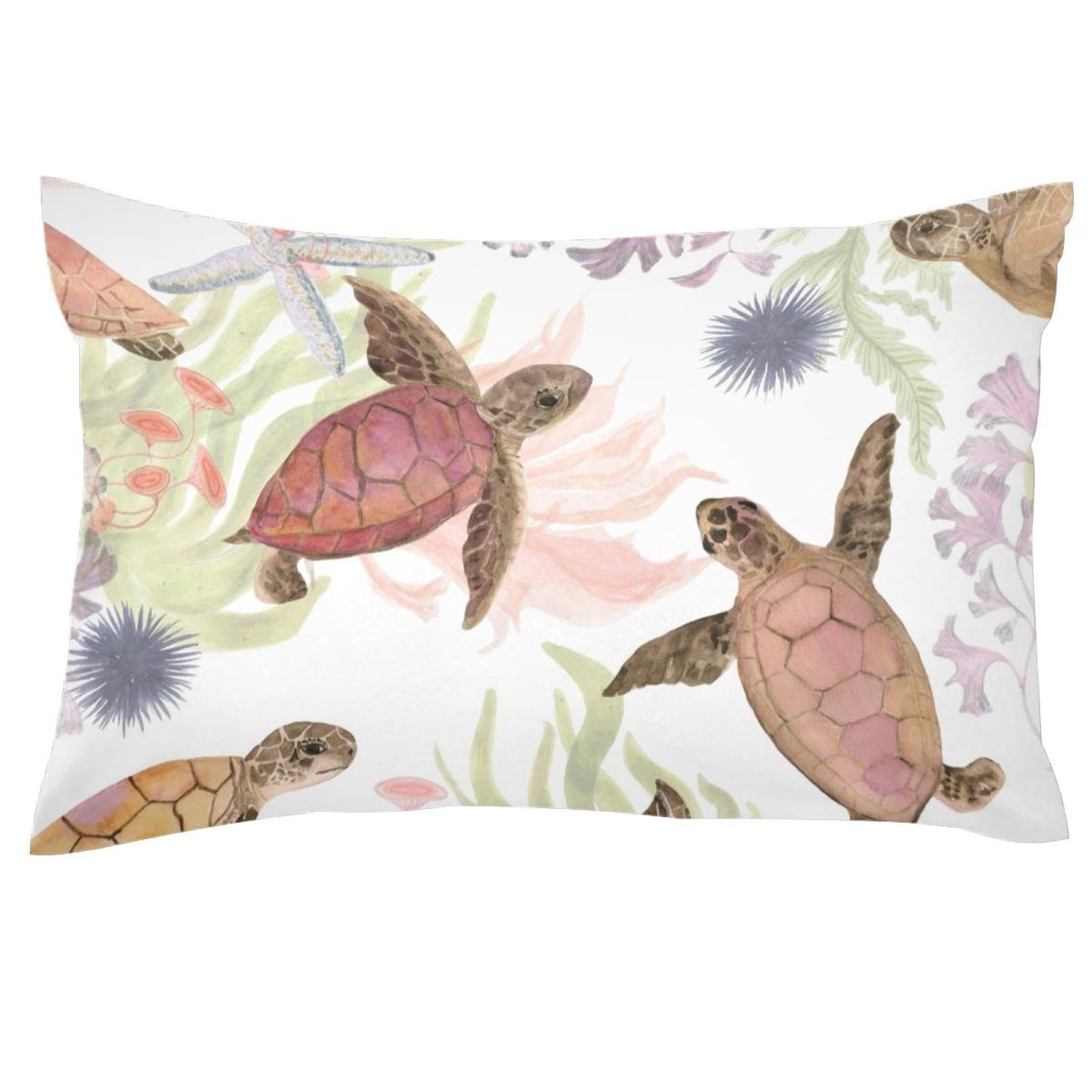 richhome Federa per cuscino con motivo tartaruga marina sfumato acquerello modello oceano creatura federa per cuscino per divano sedie stile nautico decorazione mappa cuscino per bambini ragazzi