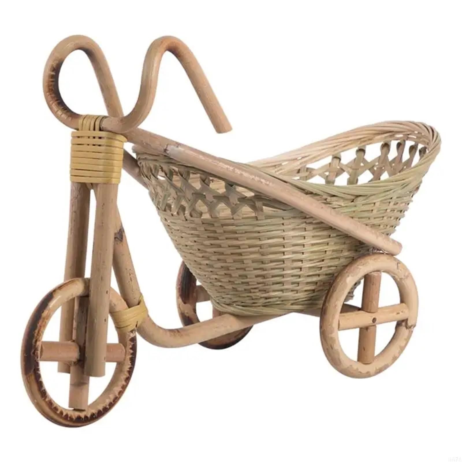 egg basket, Mini Tricycle Wicker Basket Hampers Handmade Eggs Vegetables Food Fruit Dessert Cookies(Style02)