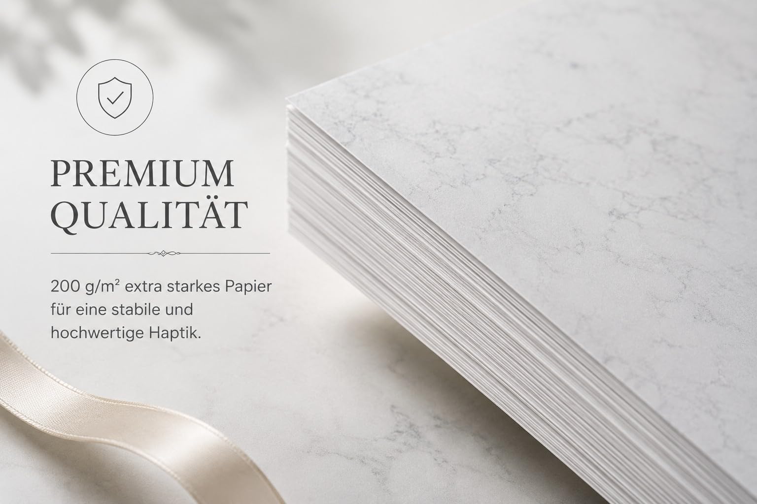 100 Blatt Marmorpapier Grau DIN A4, 200 g/m² extra stark, beidseitig Marmordesign, Bastelpapier, Briefpapier, Urkunden, Dokumente, Speisekarten, für Inkjet, Laserdrucker und Kopierer geeignet