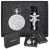 Tiong Pocket Watch with Chain for Cosplay Pendant Accessories & Gifts Box(Silver)