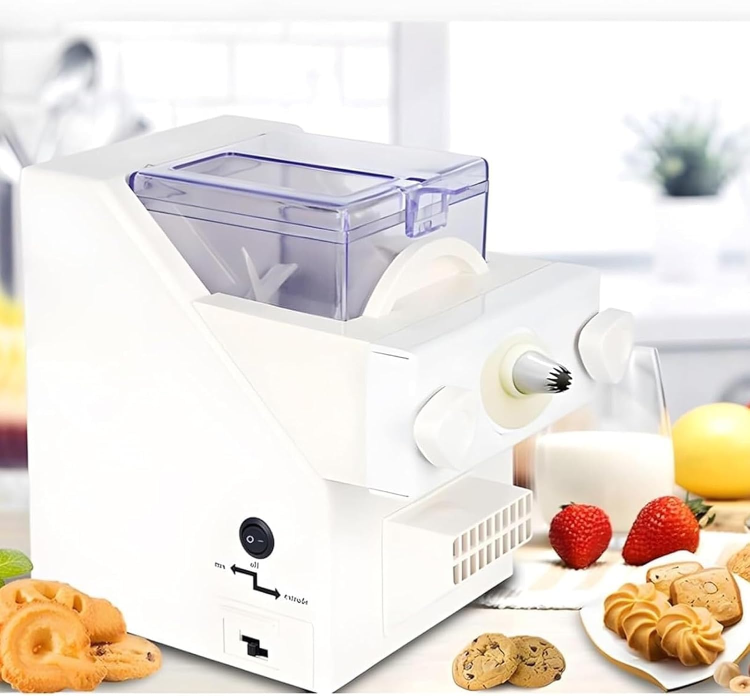 GYKOZY Automatic Cookie Maker Machine with 8 Nozzles for DIY Biscuit Decorating and Baking - Includes 6 Cookie Shapes for Creative Baking Fun