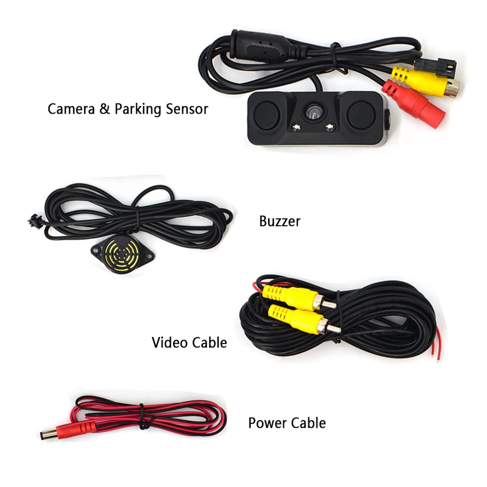 Sensor De Aparcamiento For Coche 3 En 1, Cámara De Visión Trasera De Marcha Atrás con 2 Sensores De Detector De Radar, Indicador De Zumbador, Alarma, Cámara De Coche