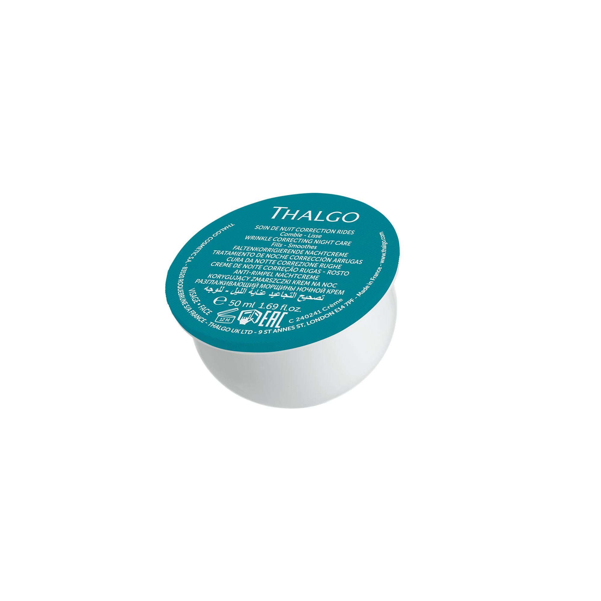 THALGO Refill Faltenkorrigierende Nachtcreme – Hyalu-Procollagène Anti-Falten Nachtpflege mit Retinol-like Wirkstoff, 50 ml