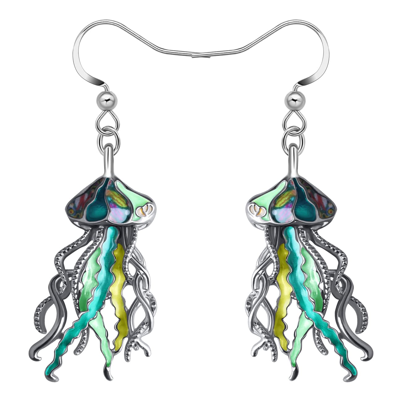 NEWEI Funny Enamel Whale Octopus Jellyfish Shark Earrings Seahorse Dangle Beach Jewelry for Women Hawaiian Gifts