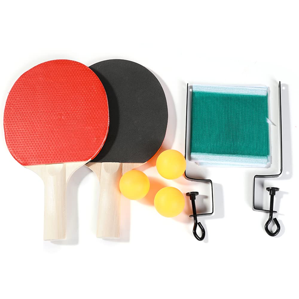 Ping Pong Paddles Set,Table Tennis Rackets and 3 Balls, Table Tennis Set with Retractable Net -Ping Pong Racket Suit for Children Adult Indoor/Outdoor Games/Performance