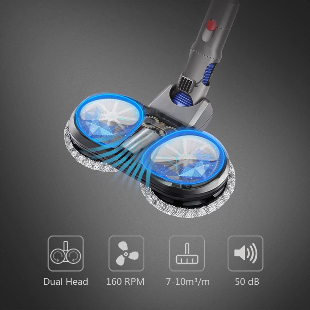Tête de Balai Électrique pour Dyson V12 Detect Slim Aspirateur | Tête de Vadrouille, Réservoir d'eau Amovible, 12 Vadrouille Lavable