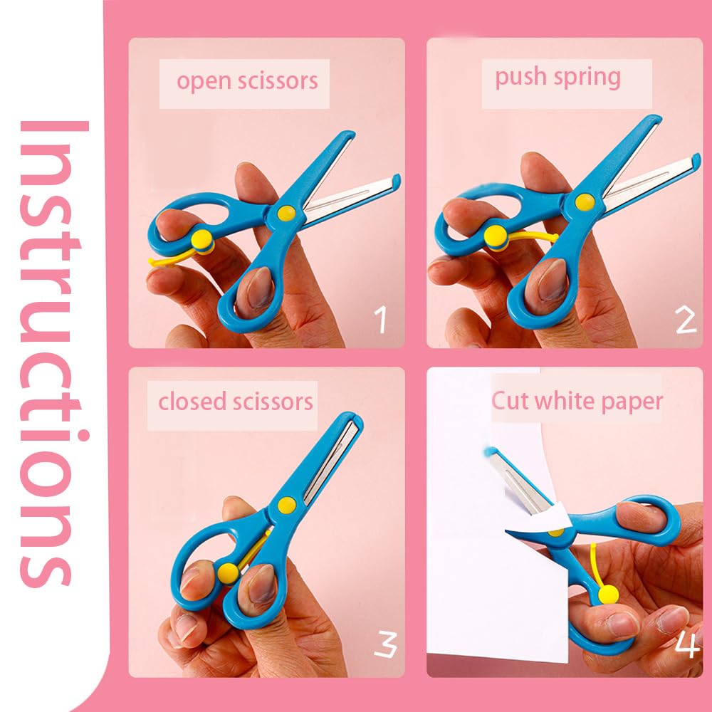 Forbici Bambini, Artigianali Forbici per Bambini, Confezione da 2 Forbici per Bambini Principianti, Plastica Forbici, Applicabile a Forbice Sopra i 3 Anni Nella Scuola Materna