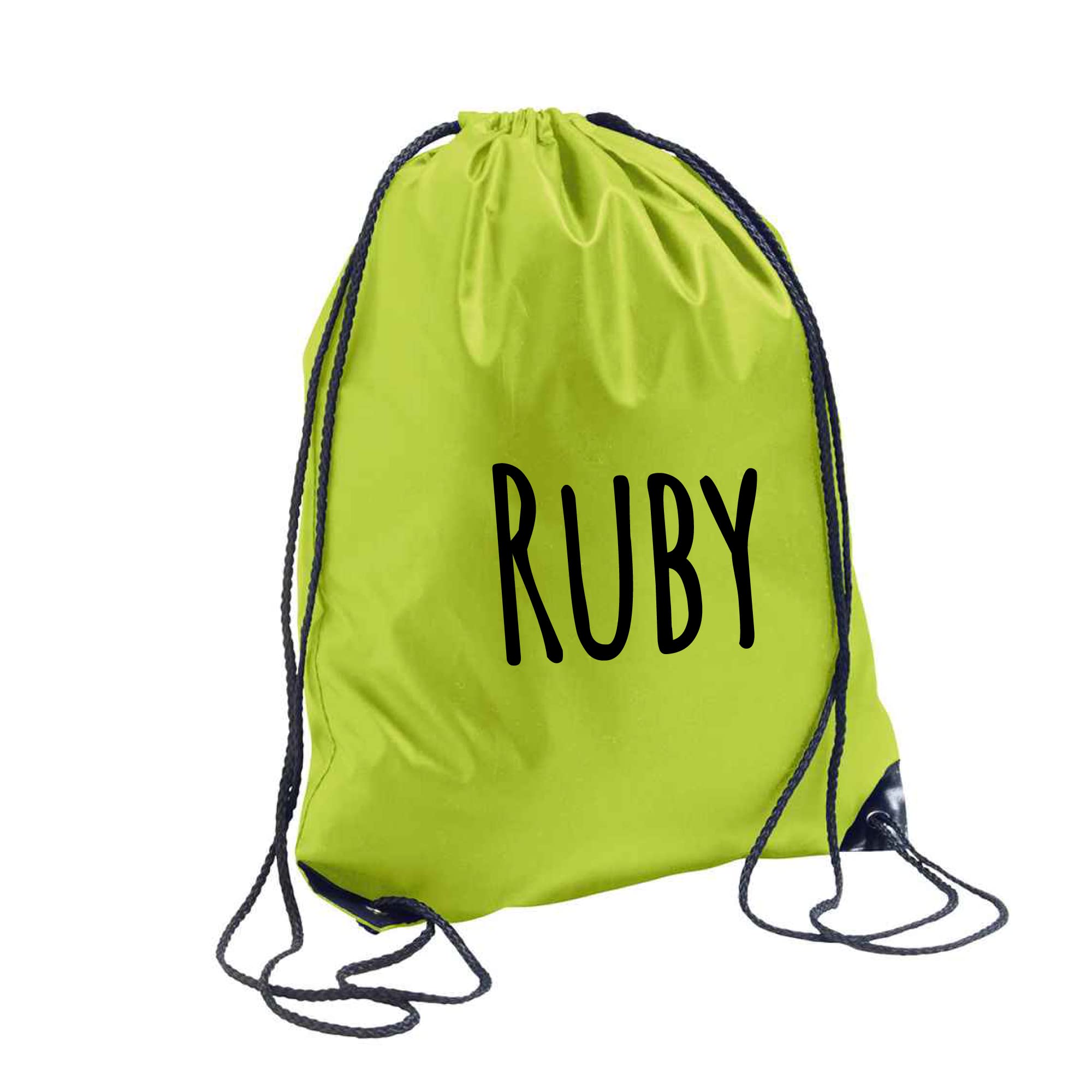 Dovitee Personalised Name Drawstring Bag with Custom name Rucksack Gym Sack School Bag PE Kids Children Sport Swimming Outdoor School Backpack (Green)