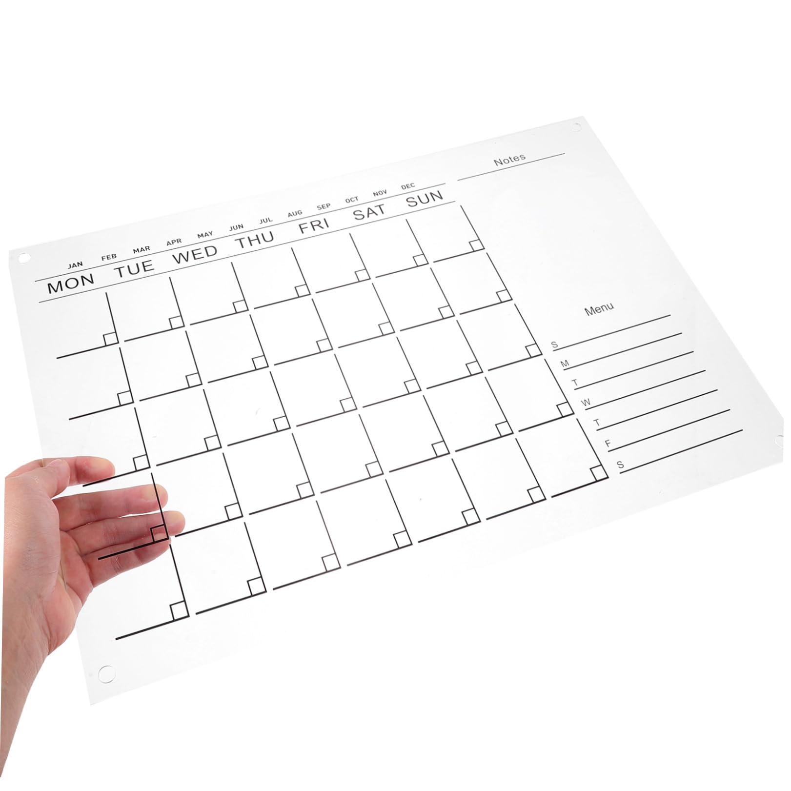 NOLITOY Abwischbarer Acrylglas Wandkalender Wochenplaner mit Aufhängung Wiederverwendbarer Kalender Whiteboard Memo Board für Zuhause Büro Dekoration mit Nägeln und Zufällige Farbe