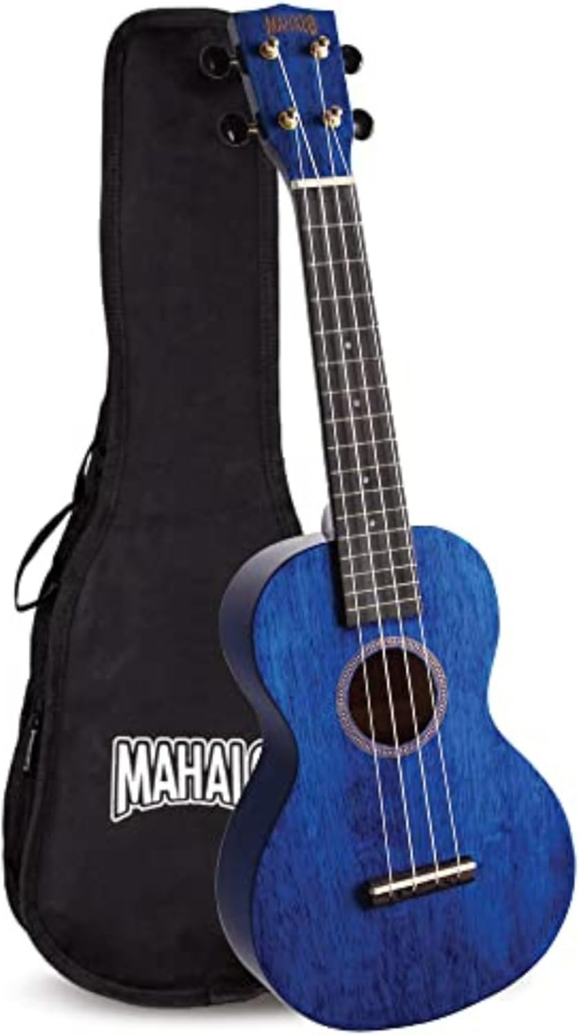 Mahalo MH2-TBU Hano Series Concert Ukulele, Transparent Blue