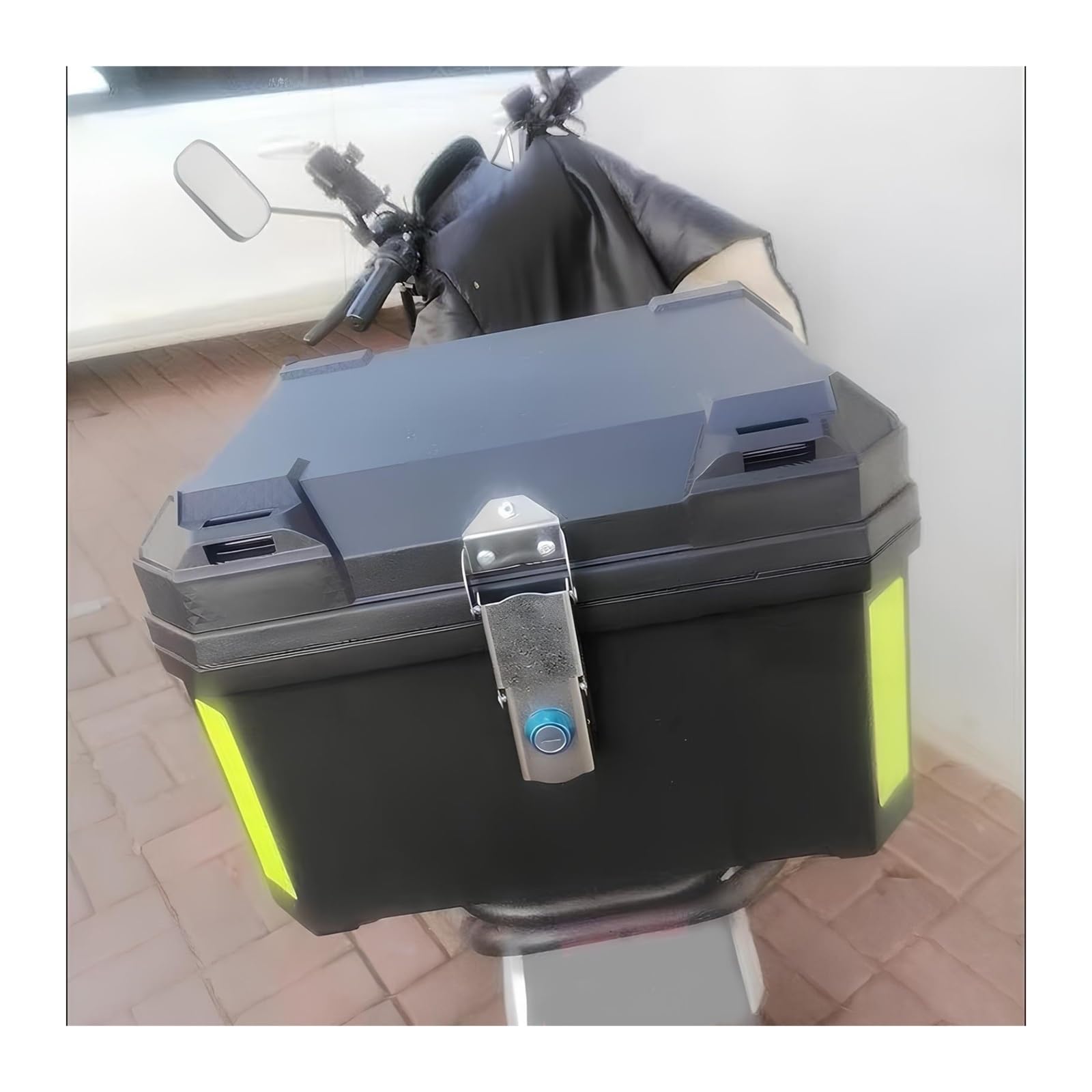 Baúl para Moto Portacascos 36/48/57L, para Uso Diario Y Desplazamiento Urbano, Impermeable, con Cerradura De Seguridad Y Fácil Instalación(57L)