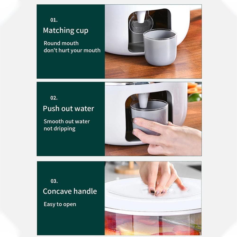 AMPLIN 3 Compartment Rotatable Cold Jar, Refrigerator with Faucet, Large Capacity 5L Juice Drink Dispenser, Beverage, Juice Dispenser, Drink Dispenser, Clear Iced Beverage Dispensers 3