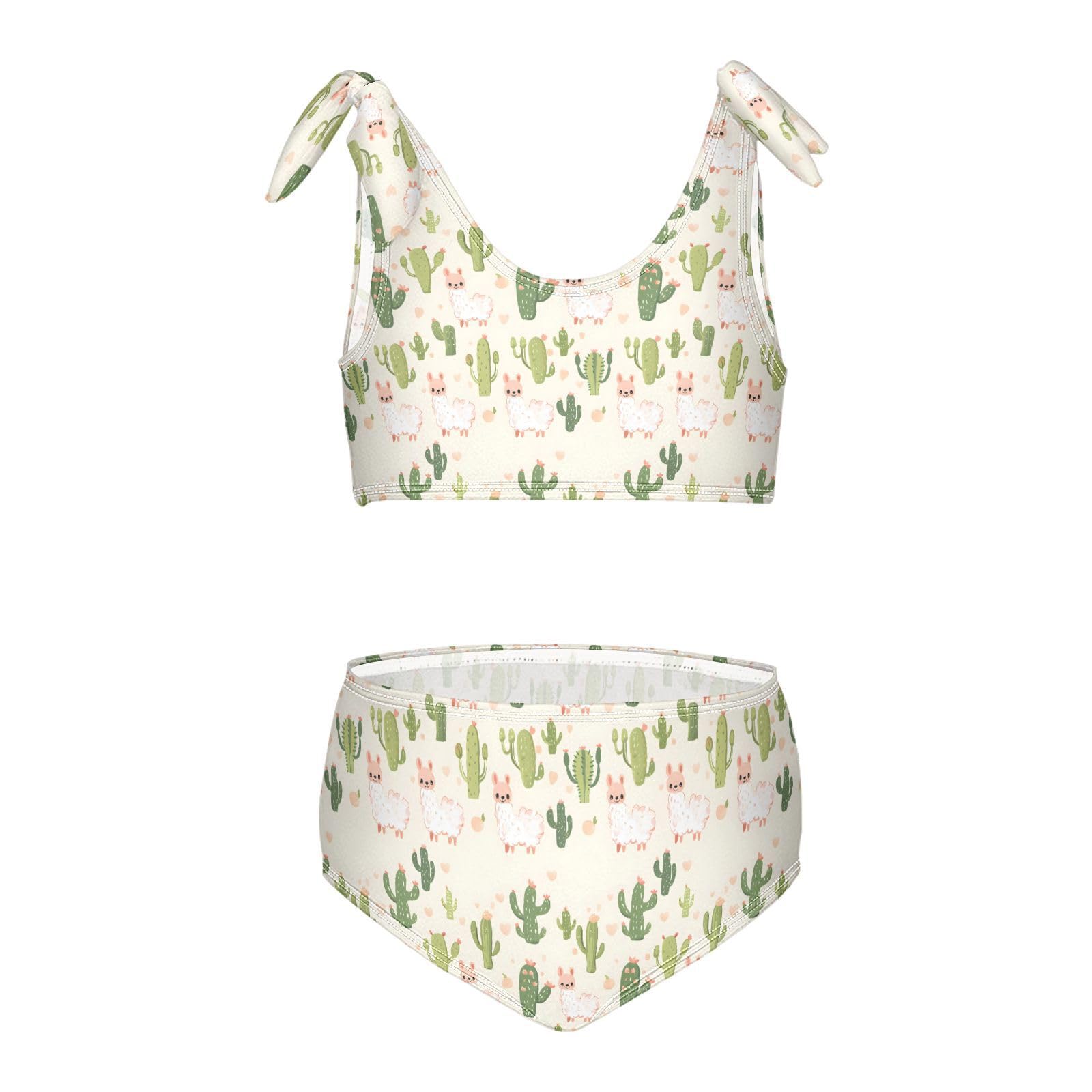 Cactus Alpaca Girls 2-Piece Tankini Swimsuit, Girls Bikini Swimsuits Summer Beach Bathing Suit Set, 4T