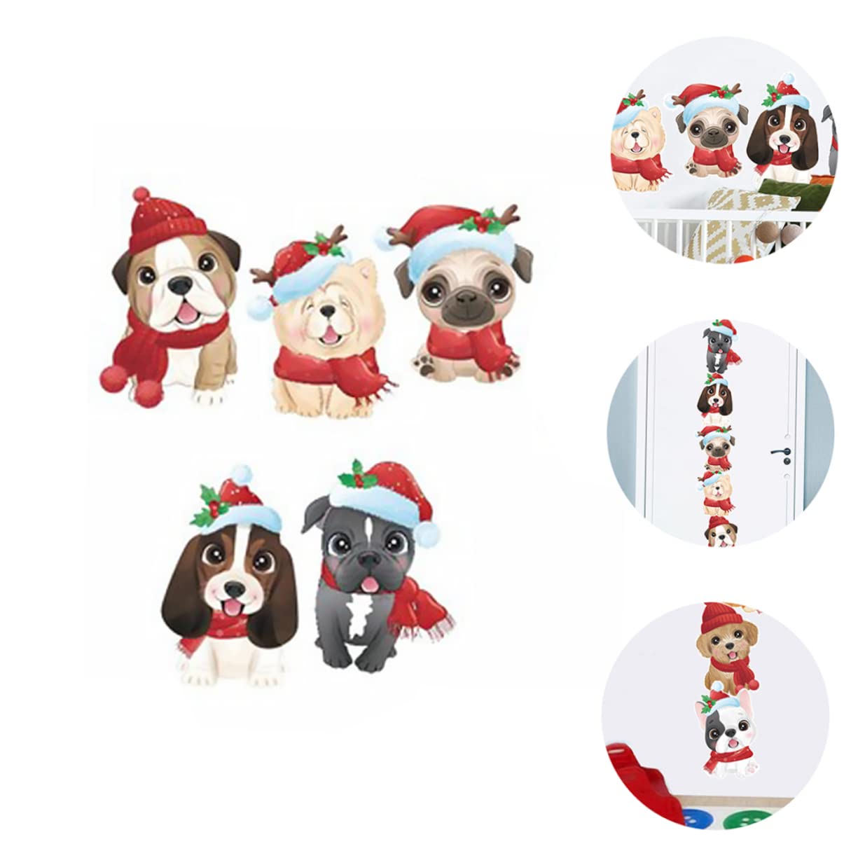 SOLUSTRE 5 Fogli Di Adesivi Natalizi Per Finestre Decorazioni Natalizie Adesivi Murali i Adesivi Murali i A Forma Di Cane i A Forma Di Finestra
