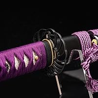 Vista 4 de ShadowDancer Espada Katana Hecha a Mano de Espiga Completa - Lámina Auténtica de Acero T10/1095 con Real Hamon, No Arcilla L6 Temperada y Filo