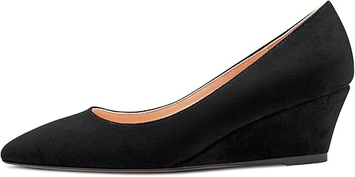 Miniatura 2 de Aachcol Zapatos de tacón medio para mujer, con punta puntiaguda, sin cordones, para boda, fiesta, 2 pulgadas