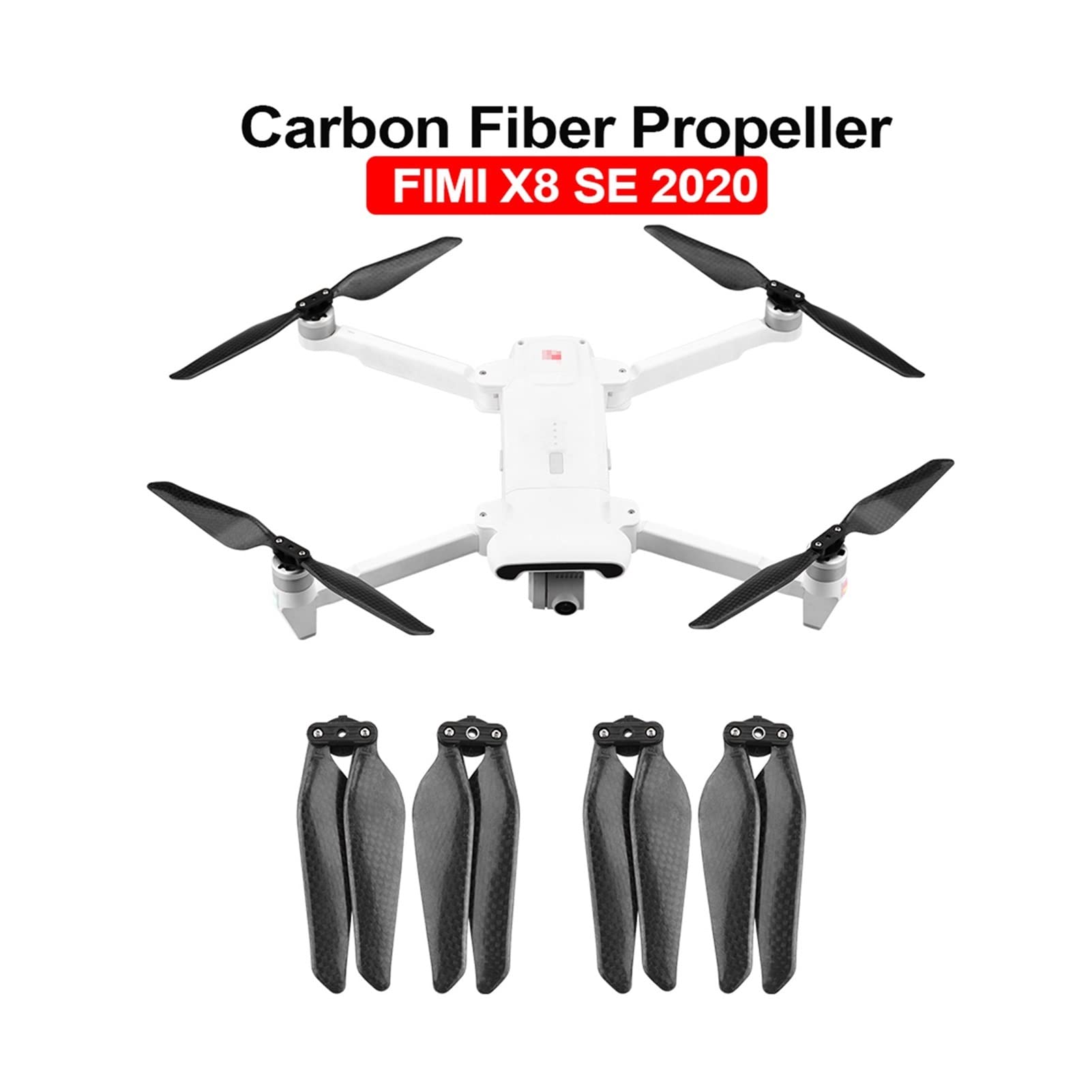Hélice de Fibra de Carbono Plegable de liberación rápida Accesorios de Repuesto de bajo Ruido Piezas de Repuesto CW CCW, for Dron FIMI X8 SE 2020 Drönarbytesblad(2 pair)