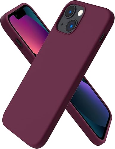 ORNARTO - Funda compatible con iPhone 13 Mini de 5.4 pulgadas, silicona líquida delgada de 3 capas cubierta completa de gel suave con microfibra,