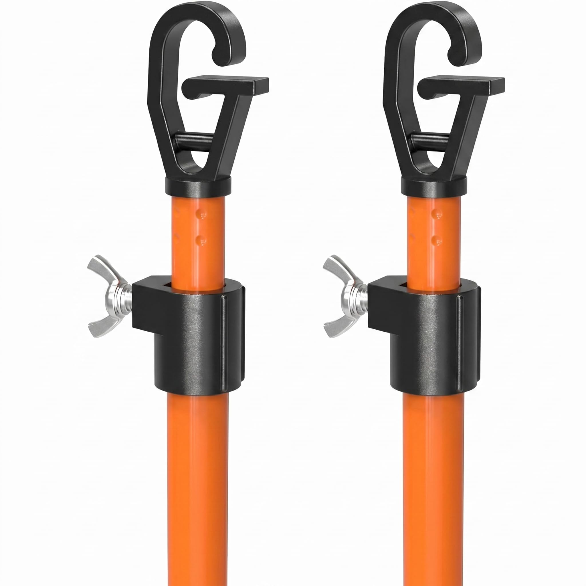 Telescopic Washing Line Prop Pole 2.4M | Extendable Clothes prop Line Support | Heavy Duty Twist & Lock | Lightweight Aluminium Clothesline Prop (2, ORANGE)